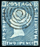 Stamp of Mauritius » 1848-59 Post Paid Issue » Intermediate Impressions (SG 10-15) PLATE RECONSTRUCTION: 2d blue, complete plate reconstruction showing early and intermediate impressions