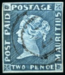 Stamp of Mauritius » 1848-59 Post Paid Issue » Intermediate Impressions (SG 10-15) PLATE RECONSTRUCTION: 2d blue, complete plate reconstruction showing early and intermediate impressions