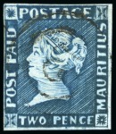Stamp of Mauritius » 1848-59 Post Paid Issue » Intermediate Impressions (SG 10-15) PLATE RECONSTRUCTION: 2d blue, complete plate reconstruction showing early and intermediate impressions