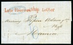 Stamp of Mauritius » Pre-Stamp & Stampless Postal History 1863 (9.10) "Pipon Adam" entire letter from St. Dennis, Reunion to Mauritius. showing very fine unframed "Late Received" and "Ship Letter"
