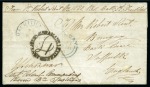 Stamp of Mauritius » Pre-Stamp & Stampless Postal History 1850 (8.3) Soldiers rate cover from Port Louis to England, bearing black 'MAURITIUS/POST OFFICE' cds alongside scarce 'SOLDIERS & SEAMENS LETTER/4/BY SHIP'