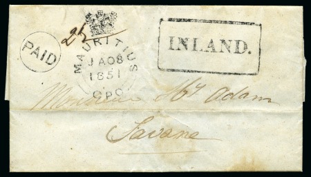 Stamp of Mauritius » Pre-Stamp & Stampless Postal History 1851 (8.1) and (6.3) Two neat stampless entires both sent locally from Port Louis to Savane