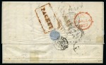 Stamp of Mauritius » Pre-Stamp & Stampless Postal History 1857 (21.5) Folded entire from Port Louis via 'Steamer Ireland' to Bordeaux, France, with 'CAPE PACKET/PAID/A/AU.13.57/BRISTOL' cds