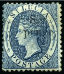 Stamp of St. Lucia 1863 1/2d on 6d Emerald Green and 6d on 4d Indigo mint