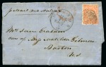Stamp of Canada » Newfoundland 1861 (Jul 3) Entire from St. Johns the USA with 1860 4d orange-vermilion
