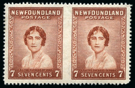 Stamp of Canada » Newfoundland 1932-37 7c Red-Brown mint IMPERFORATE BETWEEN horizontal pair