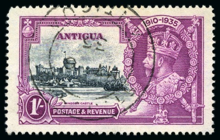 Stamp of Antigua & Barbuda 1935 Silver Jubilee 1s with variety "dot by flagstaff", used