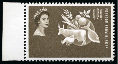 Stamp of Bahamas 1963 Freedom from Hunger 8d sepia with NAME AND VALUE OMITTED, mint nh, very fine and rare