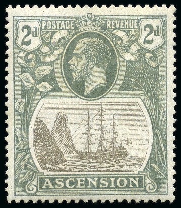 Stamp of Ascension 1924-33 2d Grey-Black and Grey mint with "cleft rock" variety