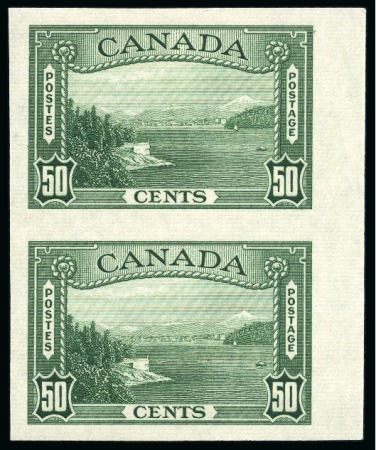 Stamp of Canada 1937-38 50c Green mint IMPERFORATE VERTICAL PAIR