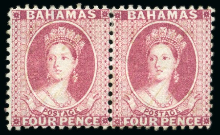 Stamp of Bahamas 1882 Wmk CA 4d rose perf.12 mint part og horizontal pair