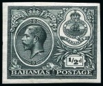 Stamp of Bahamas 1920 Peace 1/2d set of three imperforate colour trials