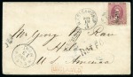 Stamp of Bahamas 1871 (Nov 11) Envelope to the USA with 4d rose perf.12.5 tied by "A05", with "NOT FOUND", "ADVERTISED" and "UNCLAIMED" hs
