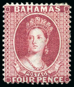 Stamp of Bahamas 1863-77 Wmk CC 4d rose perf.14 mint