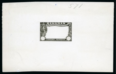Stamp of Bahamas 1948 Eleuthera master die proof in black on glossy paper