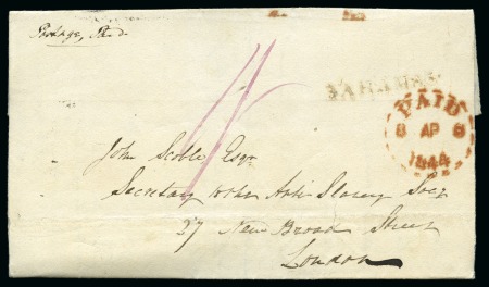 Stamp of Bahamas Bahamas 1844 entire straight-line BAHAMAS watery brownish Ink Ludington Type B1