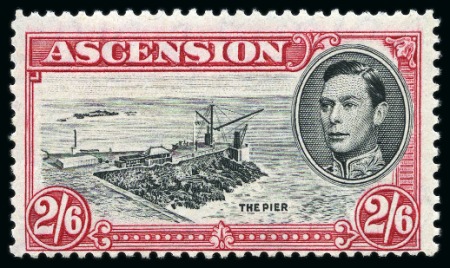 Stamp of Ascension 1938-53 2s6d Black and Deep Carmine perf.13 mint with Davit flaw variety