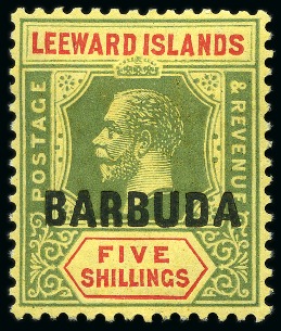 Stamp of Barbuda 1922 1/2d to 5s mint set of 11, fine to very fine