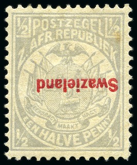 Stamp of Swaziland 1892 1/2d Grey with "Swazieland" in carmine INVERTED, mint hr