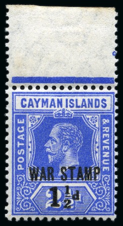 Stamp of Cayman Islands 1917 War Tax 1 1/2d on 2 1/2d type 16 mint nh top marginal