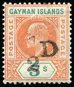 Stamp of Cayman Islands 1907 1/2d on 5s Salmon and Green mint with R1/6 LP "dented frame" variety