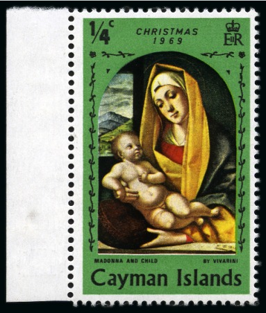 Stamp of Cayman Islands 1968 Christmas 1/4c with emerald frame with GOLD OMITTED in mint nh