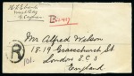 Stamp of Cayman Islands 1931 Envelope sent registered from West Bay to London bearing (on reverse) two pairs of the 1/4d brown and a 2 1/2d blue