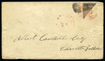 Stamp of Canada » Prince Edward Island 1870 Envelope from St. Eleanors to Charlottetown franked at 2d internal rate by 1862-69 4d black DIAGONAL BISECT tied by RED barred oval