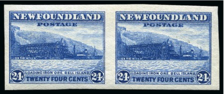 Stamp of Canada » Newfoundland 1932-38 24c Bell Island mint IMPERFORATE horizontal pair