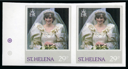 Stamp of St. Helena 1982 Princess Diana 21st Birthday 29p mint nh IMPERFORATE variety in left marginal horizontal pair
