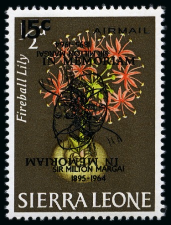 Stamp of Sierra Leone 1965 Margai 15c on 1/2d Fireball Lily mint nh with PORTRAIT DOUBLE ONE INVERTED variety