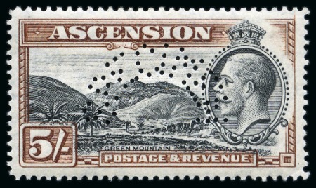 Stamp of Ascension 1934 Pictorial set of 10 with  SPECIMEN perfin (type D19), mint og