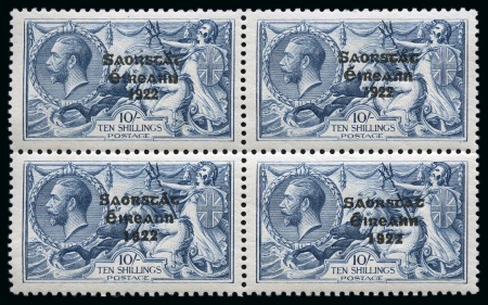 Stamp of Ireland » 1927 Composite Dates Overprints (T69-T71) 1925-28 10s Dull Grey-Blue in mint block of four from the composite setting