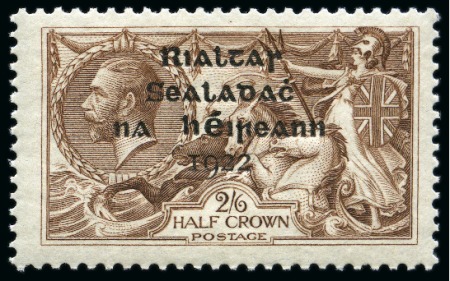 Stamp of Ireland » 1922 (Feb) Dollard Overprints (T1-T14) 1922 Dollard 2s6d reddish brown mint nh showing clear OVERPRINT DOUBLE, ONE ALBINO