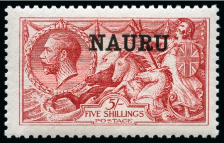 Stamp of Nauru 1916-23 Waterlow Seahorses 5s rose-carmine mint nh, ex BPMA
