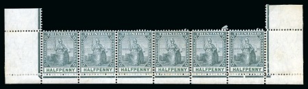 Stamp of Trinidad and Tobago » Trinidad 1904-09 Wmk Multi CA 1/2d grey-green and 1d black on red, chalk-surfaced paper, PRINTED FROM A SPECIAL TRIAL PLATE OF 12 (6x2) LINE PERF 13.75