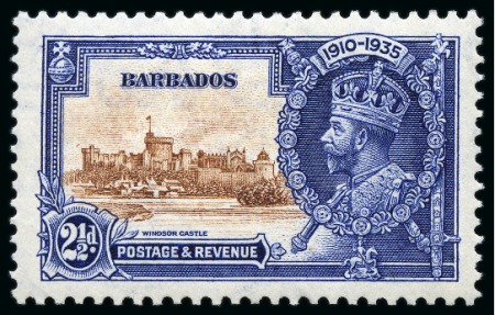 Stamp of Barbados 1935 Silver Jubilee 2 1/2d with variety "bird by turret", mint