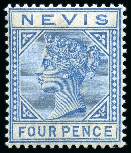 Stamp of St. Kitts-Nevis » Nevis 1882-90 4d Blue mint, very fine and fresh (SG £350)
