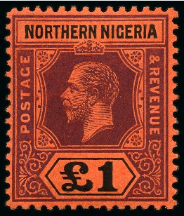 Stamp of Nigerias » Northern Nigeria 1912 £1 Purple & Black on red mint, very fine