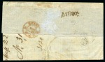 Stamp of Mauritius » Pre-Stamp & Stampless Postal History 1855 (14.7) Folded entire from Port Louis franked India 1854 1a red pair applied in Mauritius, but cancelled on arrival