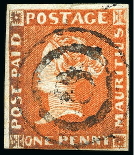 Stamp of Mauritius » 1848-59 Post Paid Issue » Early Impressions (SG 6-9) 1848-59 Post Paid 1d orange-vermilion, early impression, position 11, used