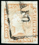 Stamp of Mauritius » 1848-59 Post Paid Issue » Worn Impressions (SG 16-22) COMPLETE PLATE RECONSTRUCTION: 1848-59 Post Paid 1d red, worn impression, plate reconstruction