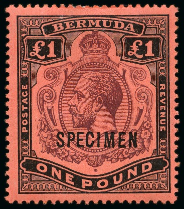 Stamp of Bermuda 1918-22 2s to £1 set of 6 with SPECIMEN overprint