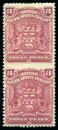 Stamp of Rhodesia 1898-1908 Coat of Arms 3d claret, IMPERF BETWEEN VERTICAL