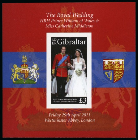 Stamp of Gibraltar 2011 Royal Wedding £3 miniature sheet, imperforate