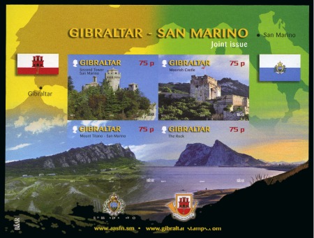 Stamp of Gibraltar 2010 San Marino 75p miniature sheet, imperforate variety,
