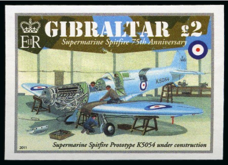 Stamp of Gibraltar 2011 Spitfire complete set of four imperforate varieties,