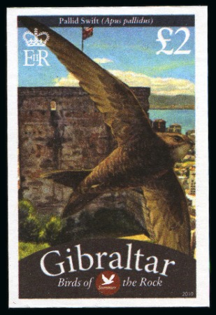 Stamp of Gibraltar 2010 Birds complete set of three imperforate varieties