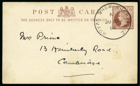 Stamp of Great Britain » Postal Stationery 1894 (Jun 28) 1/2d Postal stationery card cancelled by large "ROYAL SHOW CAMBRIDGE" skeleton cds