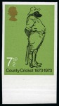 Stamp of Great Britain » Queen Elizabeth II 1973 County Cricket mint nh imperforate imprimatur set of three in lower marginals